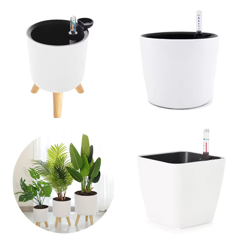 Aloe Vera Pot - 1PC 屋内プラスチック植木鉢自己散水植木鉢水位インジケーター付き家の装飾盆栽ポット植物アクセサリー