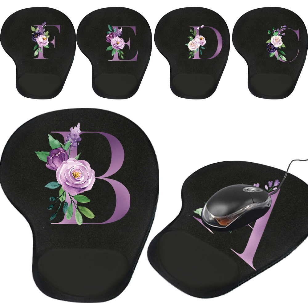 Tradescantia Purple - 超軽量マウスパッド,デスクトップ用,柔らかく快適,メモリーコットン,リバウンド,パープルレターシリーズ,ゲーマーアクセサリー