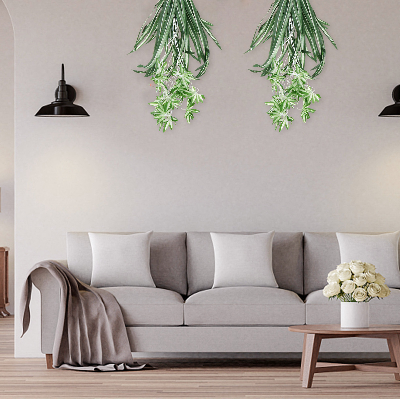Spider Plant Hanging - 人工クロロフィタム1個、リアルなプラスチック製スパイダープラント、家庭用屋内外装飾、壁掛けフェイクグリーンガーデン