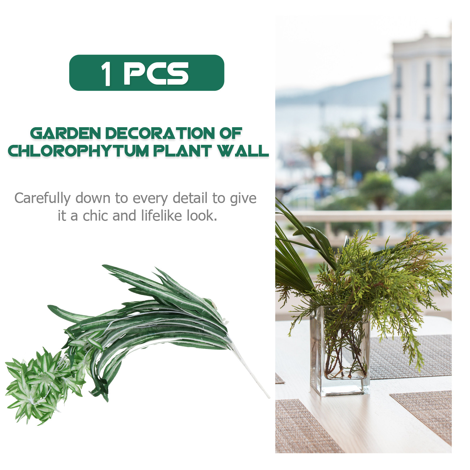 人工クロロフィタム1個、リアルなプラスチック製スパイダープラ - Spider Plant Hanging のレビューと価格