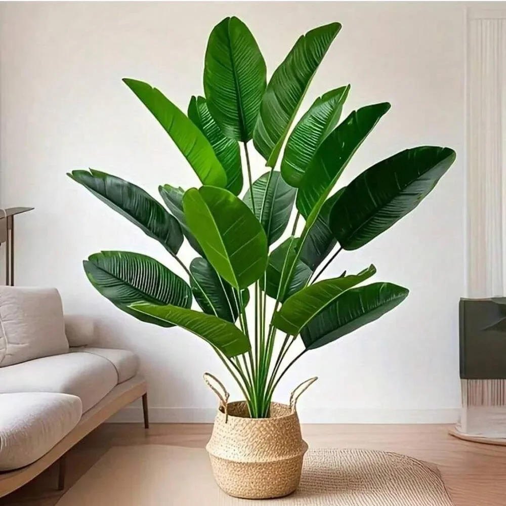 1個18枚の葉の人工植物、大きな熱帯ヤシの木、偽のバナナの葉 - Ficus Lyrata Tree のレビューと価格